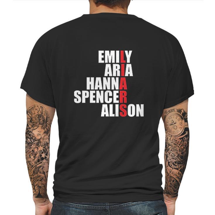 Emily Aria Hanna Spencer Alison Mens Back Print T-shirt