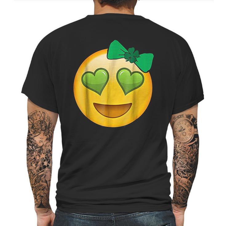 Emoji Saint Patricks Day Girls Green Heart Eyes Bow Mens Back Print T-shirt