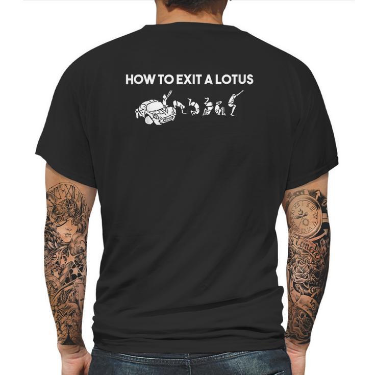 How To Exit A Lotus Racing Car Funny Joke Autocross Drag Mens Back Print T-shirt