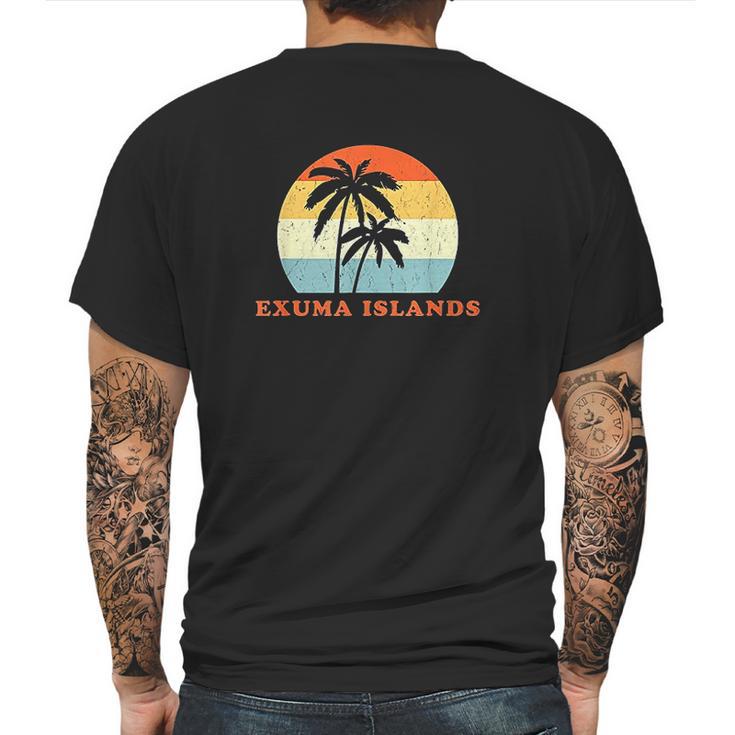 Exuma Bahamas Vintage Sun Surf Throwback Vacation Mens Back Print T-shirt