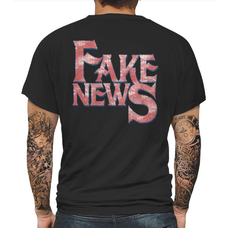 Fake News Distressed Text Mens Back Print T-shirt