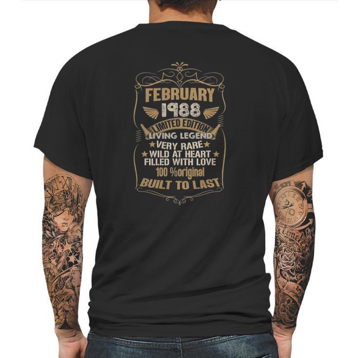 February 1988  33 Years Old Vintage 33Rd Bday Gifts Mens Back Print T-shirt