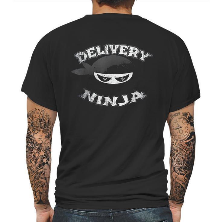 Food Delivery Pizza Mailman Truck Driver Multitasking Ninja Mens Back Print T-shirt