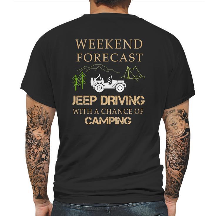 Weekend Forecast Jeep Driving Camping T Shirts Mens Back Print T-shirt