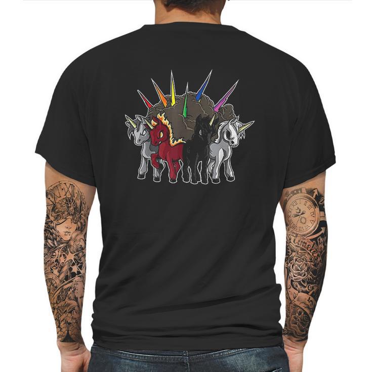 The Four Unicorns Of The Apocalypse Mens Back Print T-shirt