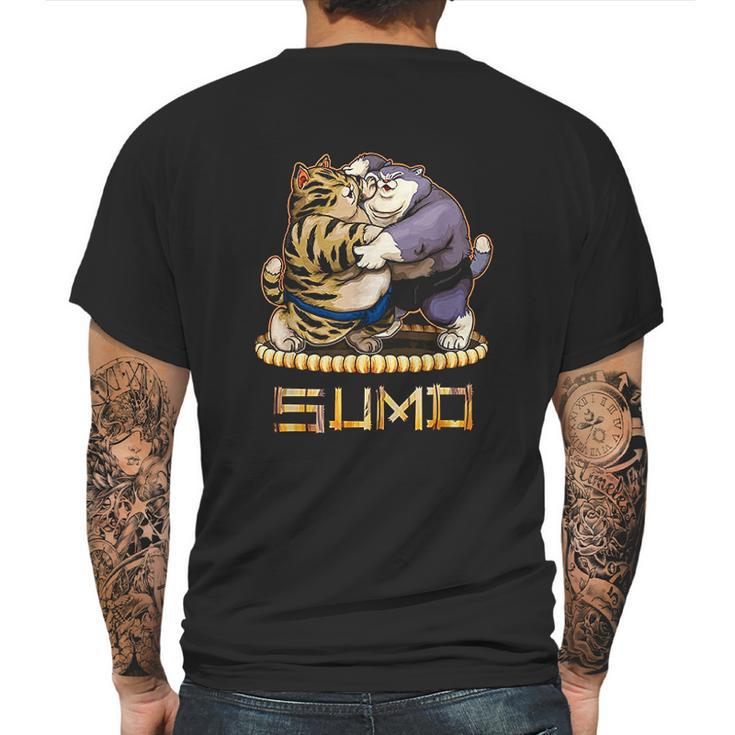 Funny Cats Sumo Wrestler Japanese Cat Sumo Wrestling Mens Back Print T-shirt