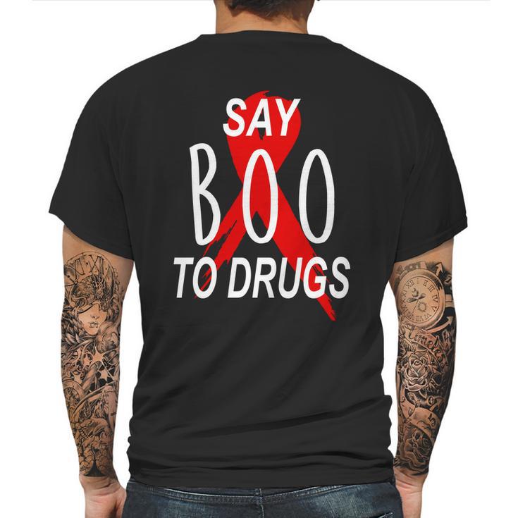 Funny Halloween Say Boo To Drugs Awareness Red Ribbon Mens Back Print T-shirt