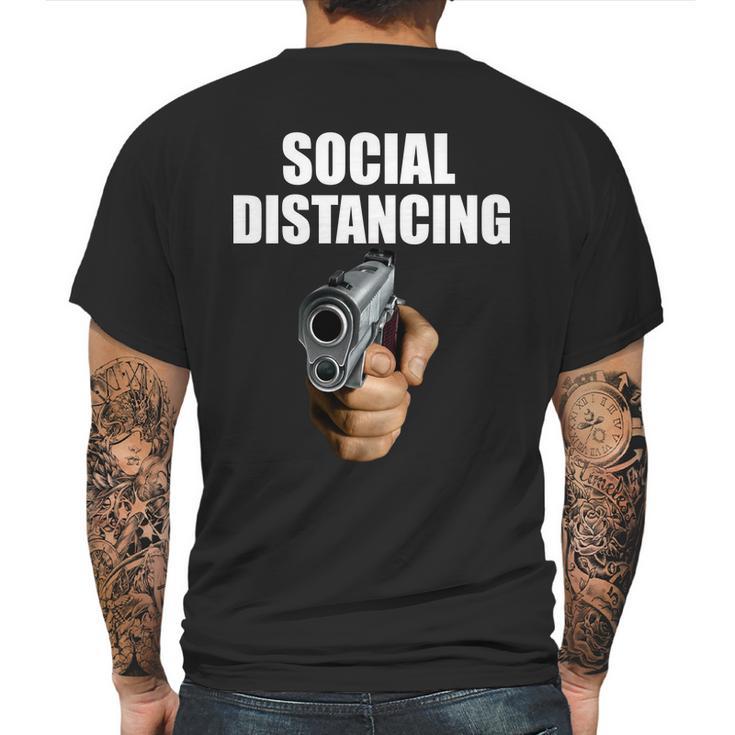 Funny Social Distancing Gun Mens Back Print T-shirt