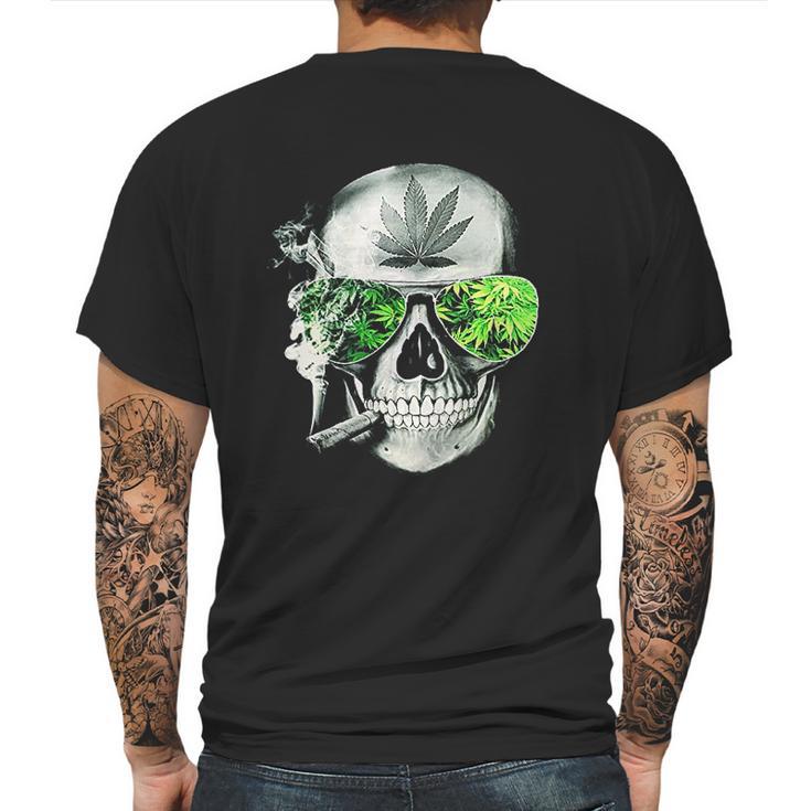 Funny Style Cannabis Marijuana Skull Mens Mens Back Print T-shirt