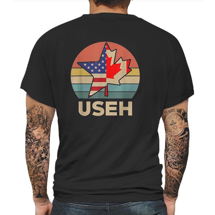 Funny Useh America Canada Flag American Mens Back Print T-shirt