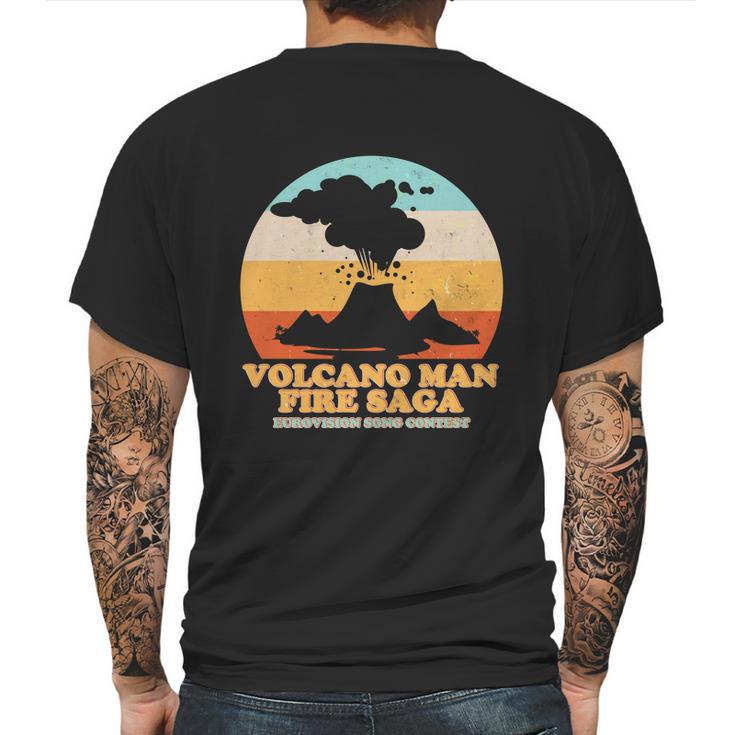 Funny Vintage Volcano Man Fire Saga Eurovision Song Contest Mens Back Print T-shirt