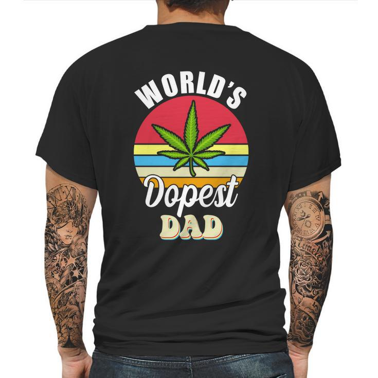 Funny Worlds Dopest Dad Funny Marijuana Retro Mens Back Print T-shirt
