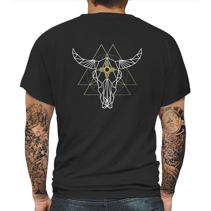 Geometric Bull Skull Zia Southwest Mens Back Print T-shirt