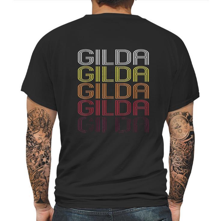 Gilda Retro Wordmark Pattern Vintage Style Mens Back Print T-shirt