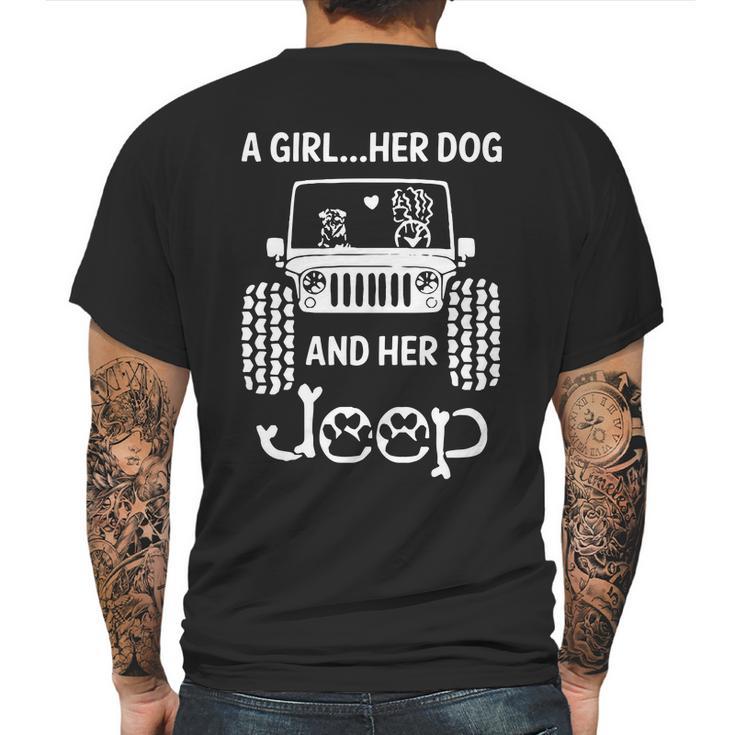 A Girl Her Dog And Her Jeep Mens Back Print T-shirt