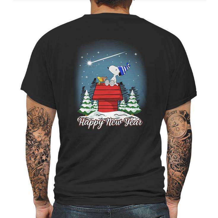 Happy New Year Snoopy Mens Back Print T-shirt