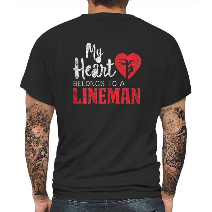 My Heart Belongs To A Electric Cable Lineman Mens Back Print T-shirt