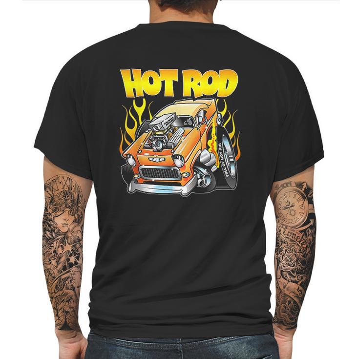 Hot Rod 55 Gasser Blown Jacked Up Flames Car Mens Back Print T-shirt