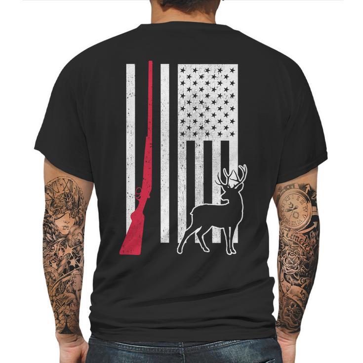 Hunting Deer Rifle Flag Mens Back Print T-shirt