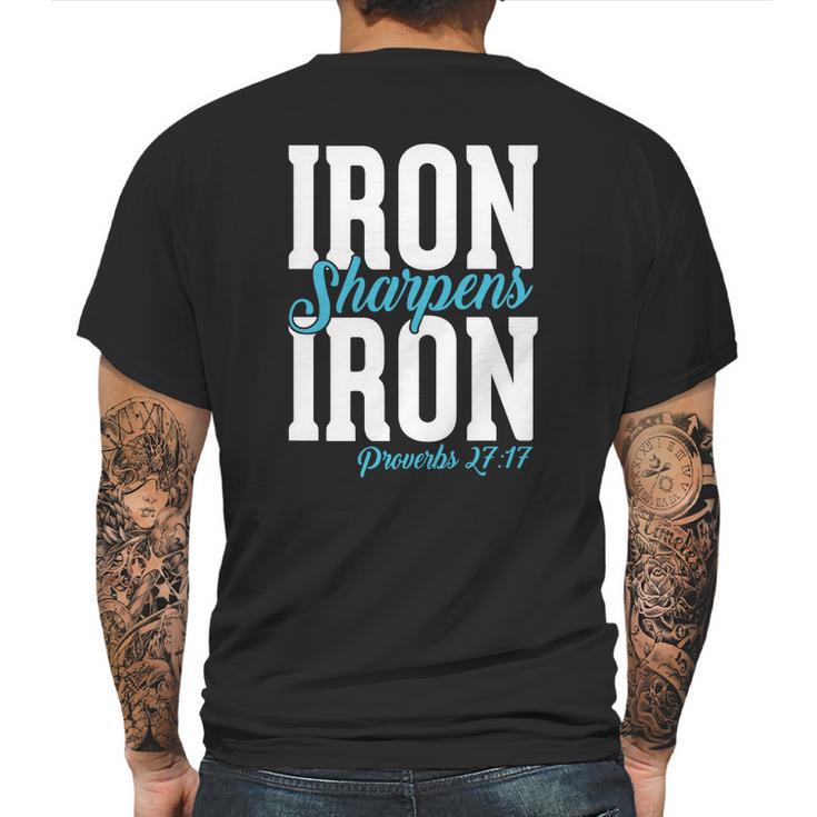 Iron Sharpens Iron Proveb Mens Back Print T-shirt