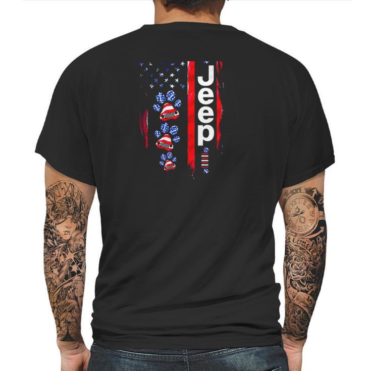 Jeep Dog Paw Print American Flag 4Th Of July Pet Car Lover Gift Mens Back Print T-shirt