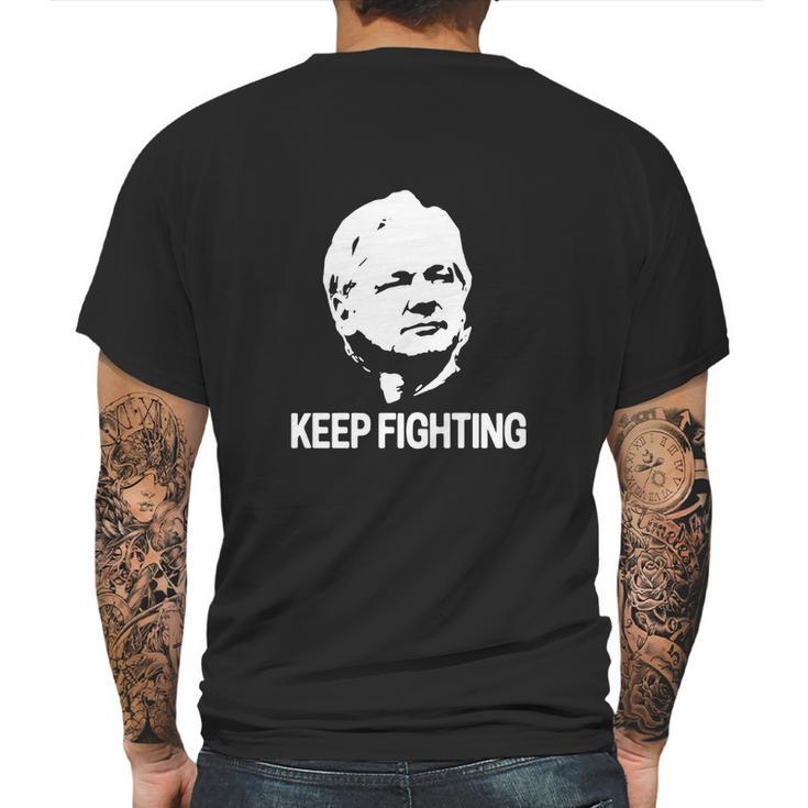 Julian Assange Keep Fighting Mens Back Print T-shirt