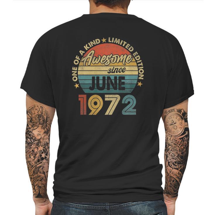 June 1972 Vintage 49 Years Old Retro 49Th Birthday Party Mens Back Print T-shirt