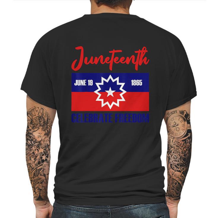 Juneteenth Celebrate Freedom Red White Blue Free Black Slave Mens Back Print T-shirt