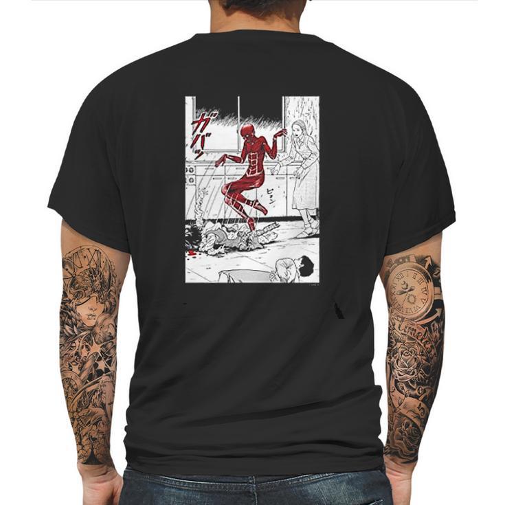 Junji Ito Popping Out Of Skin Black White Red Mens Back Print T-shirt