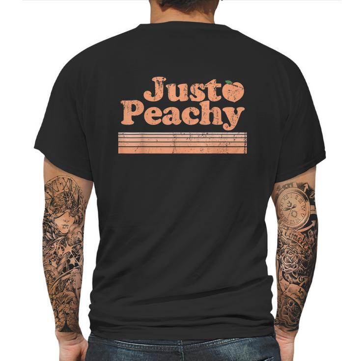 Just Peachy Retro 70S Georgia Peaches Summer Fruit Graphic Design Printed Casual Daily Basic Mens Back Print T-shirt