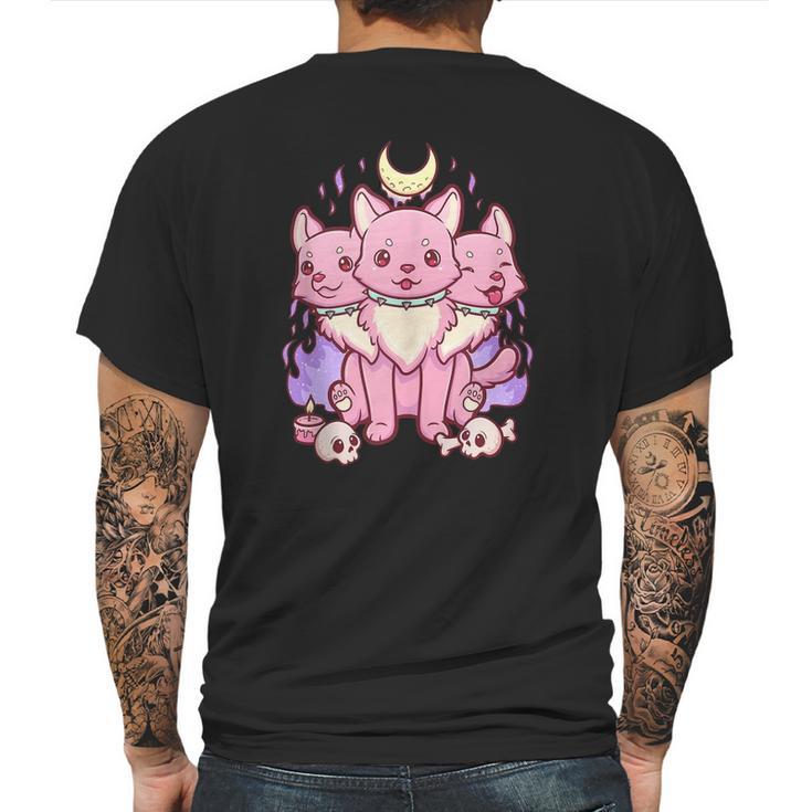 Kawaii Pastel Goth Cute Creepy 3 Headed Dog Mens Back Print T-shirt