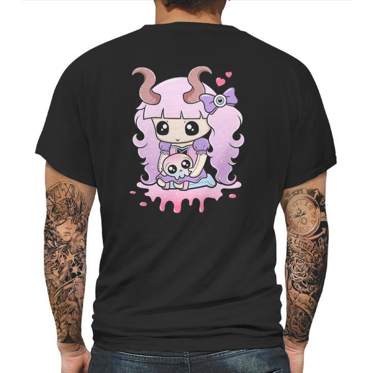 Kawaii Pastel Goth Cute Creepy Girl Anime Skull Mens Back Print T-shirt