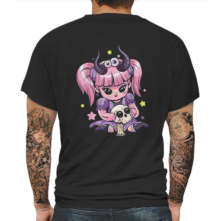 Kawaii Pastel Goth Cute Creepy Girl Skull Demon Evil Girl Mens Back Print T-shirt