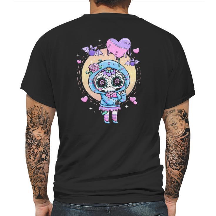 Kawaii Pastel Goth Cute Creepy Sugar Skull Anime Mens Back Print T-shirt