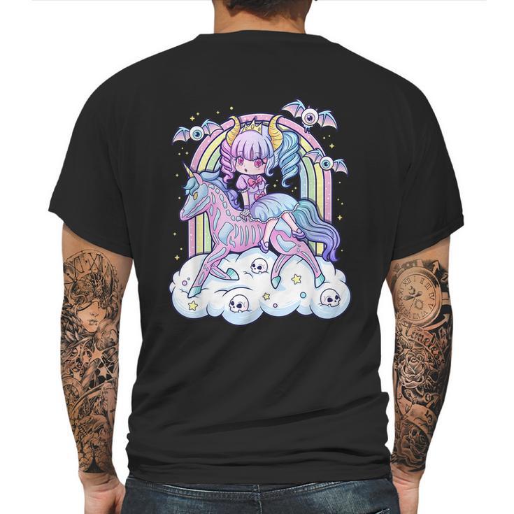 Kawaii Pastel Goth Cute Creepy Sugar Skull Unicorn Mens Back Print T-shirt