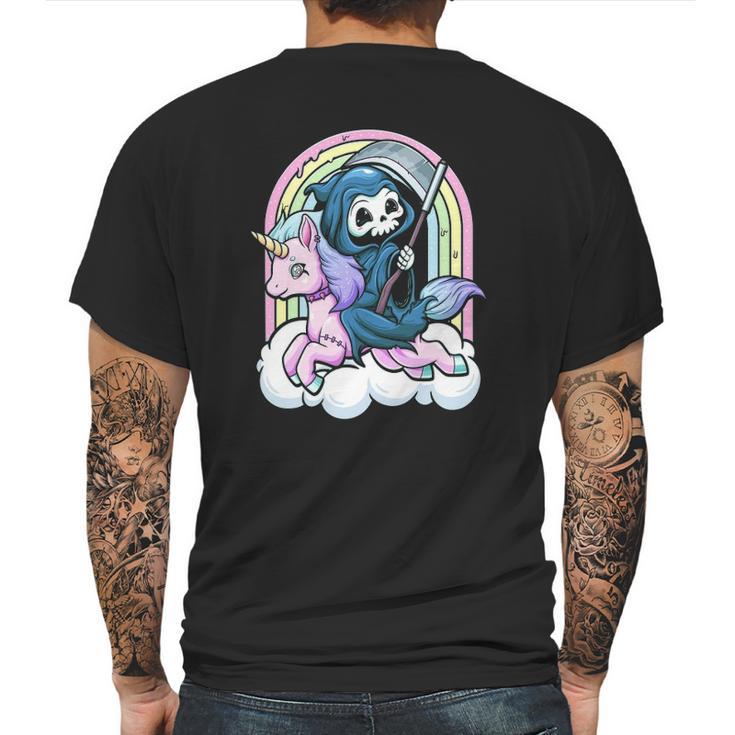 Kawaii Pastel Goth Cute Creepy Unicorn Grim Reaper Mens Back Print T-shirt