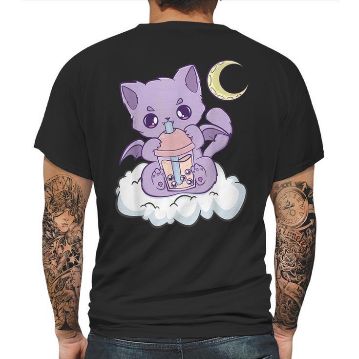 Kawaii Pastel Goth Cute Creepy Witchy Cat Boba Anime Kitten Mens Back Print T-shirt