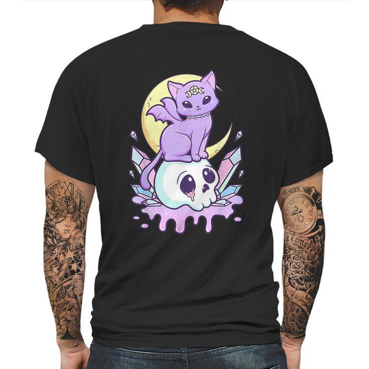 Kawaii Pastel Goth Cute Creepy Witchy Cat And Skull V5 Mens Back Print T-shirt