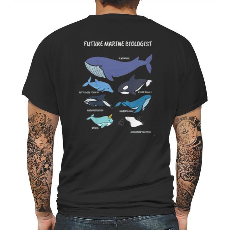 Kids Future Marine Biologist Types Of Whales And Dolphins Whale Biology Pun Mens Back Print T-shirt