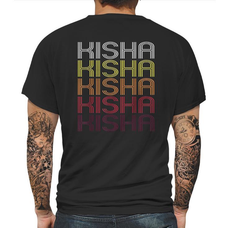 Kisha Retro Wordmark Pattern Vintage Style Mens Back Print T-shirt