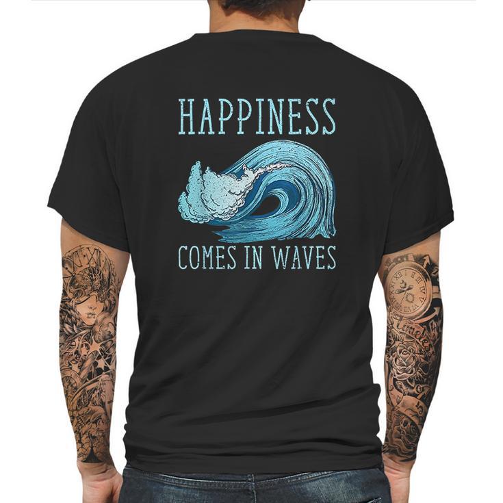 Kiteboarding Kite Surfing Happiness Comes In Waves Mens Back Print T-shirt