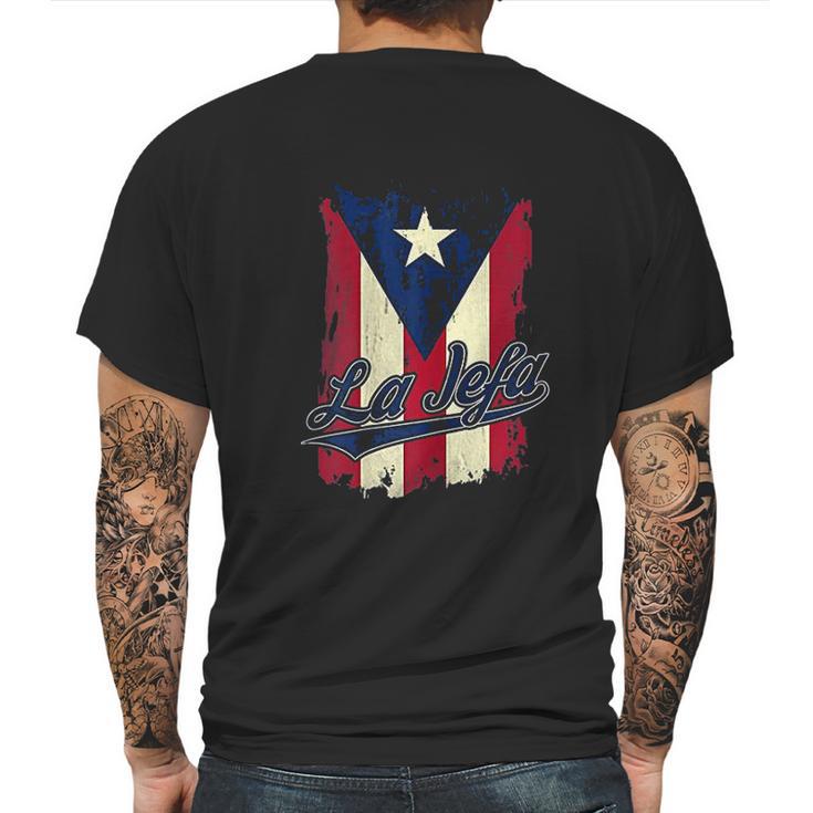 La Jefa Puerto Rico Flag Mens Back Print T-shirt