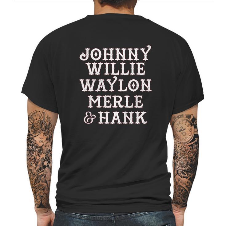 Ladies Johnny Willie Waylon Merle Hank Scoop Mens Back Print T-shirt