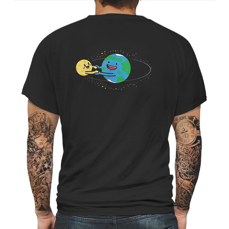 Love Earth And Moon Happy Stars Planets Space Orbit Mens Back Print T-shirt