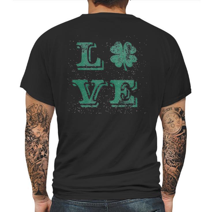 Love Lucky Clover Saint Patricks Day Cute Irish St Patty Shamrock Mens Back Print T-shirt