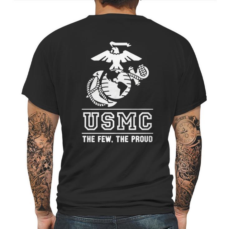 Lucky Ride Marines Usmc The Few The Proud White Emblem F And B Mens Back Print T-shirt