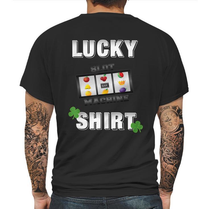 Lucky Slot Machine Casino Gambling Tshirt Darks Mens Back Print T-shirt