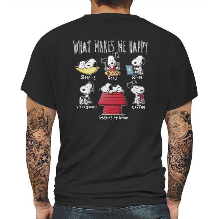 What Makes Snoopy Happy Mens Back Print T-shirt