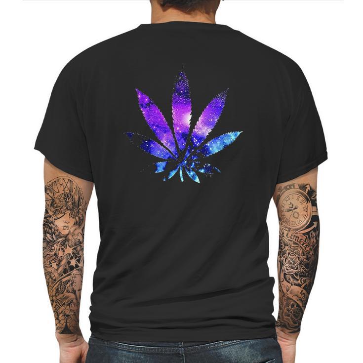 Marijuana Leaf Galaxy Mens Back Print T-shirt