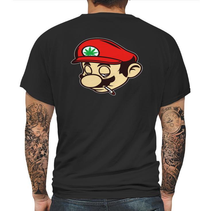 Mario Smoking Marijuana Weed Mario Mens Back Print T-shirt